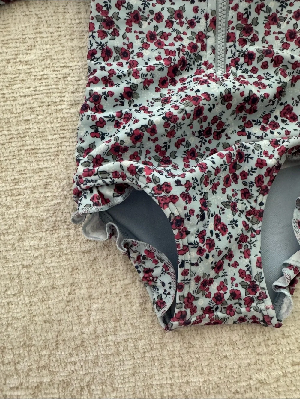 Baby Floral Long-Sleeve One-Piece Swimsuit with Matching Hat